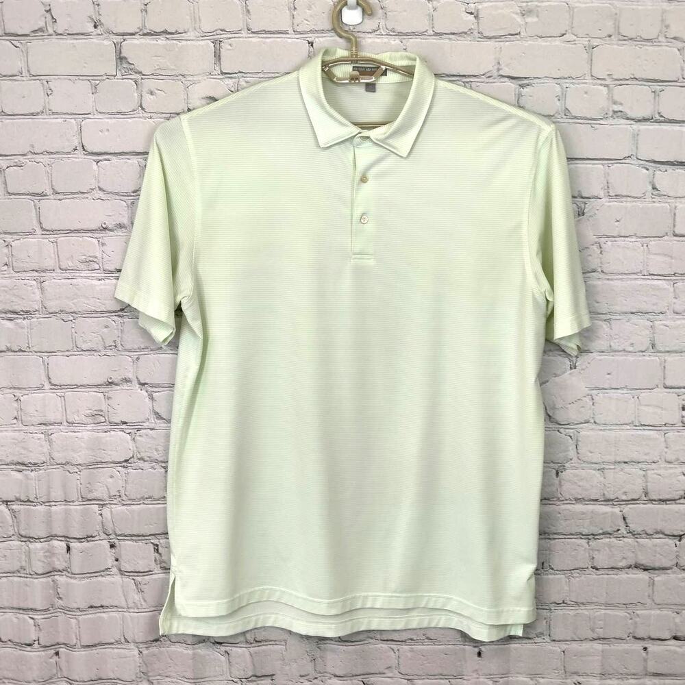 Peter Millar Summer Comfort Polo Shirt Mens XL Green Stripe Shadey Oaks